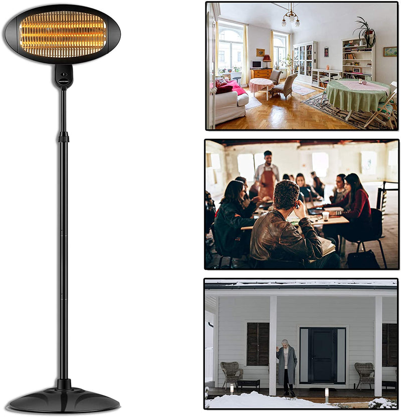 This heater has been certified with IPX4 and can be installed on indoor and outdoor ceilings, such as living room, garden, balcony, outdoor terrace and camping BBQ area