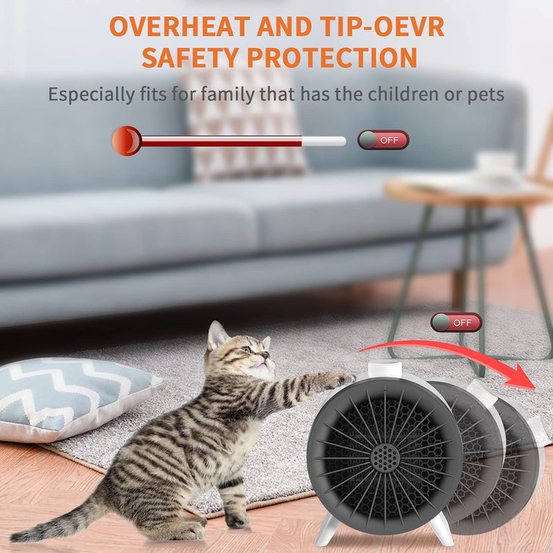 For double safety assurance, our space heater is equipped with tip-over and overheating protection systems.