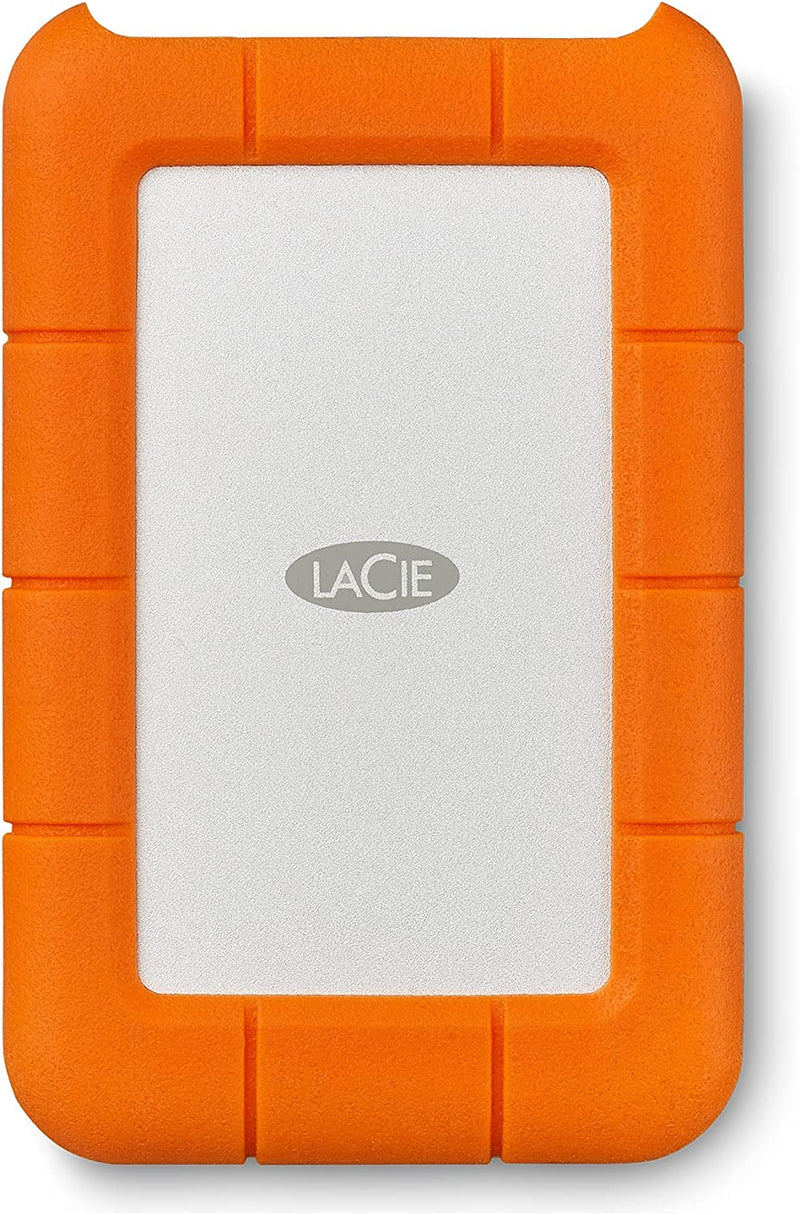 LaCie Rugged USB-C, 4TB, Portable External Hard Drive, Drop, Shock, Dust, Rain Resistant, for Mac & PC, incl. USB-C w/o USB-A cable (STFR4000800)