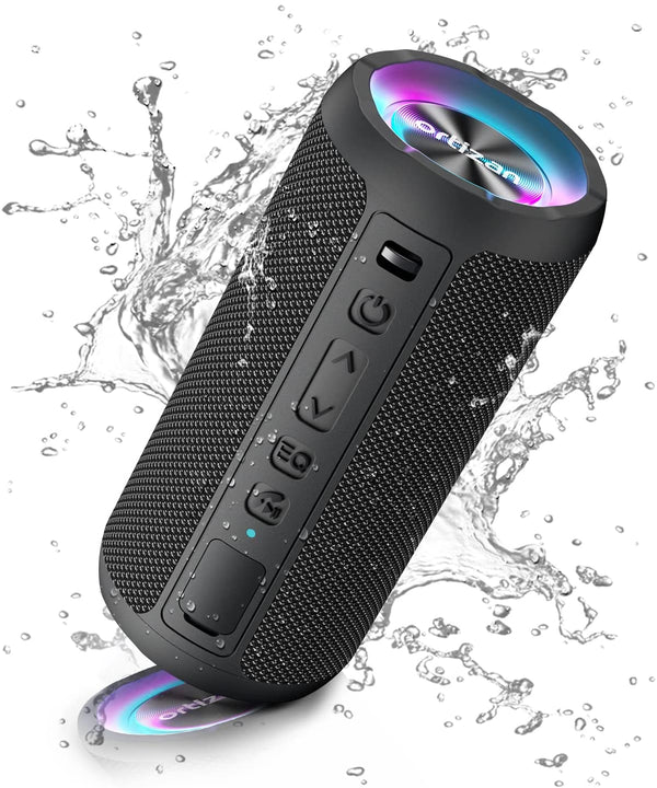 Ortizan Bluetooth Speaker, Portable Wireless Speakers With Led Light, Louder Volume & Enhanced Bass, IPX7 Waterproof