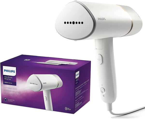 Philips Handheld Steamer 3000 Series, Compact and Foldable, Ready to Use in 30 Seconds, No Ironing Board Needed, 1000W, 20g/min, White (STH3020/16)