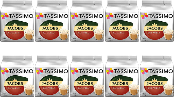 Tassimo Jacobs Café Au Lait Coffee Pods - 10 Packs (160 Drinks)