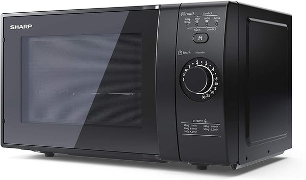 SHARP YC-GG02U-B 700W Electronic Control Microwave with 20 L Capacity, 1000W Grill & Defrost Function - Black