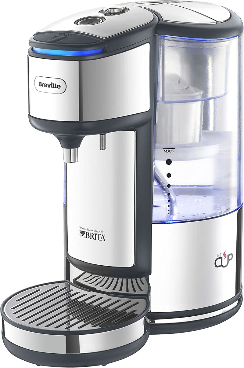 Breville BRITA HotCup Hot Water Dispenser with integrated water filter, 3kW Fast Boil & Variable Dispense, 1.8L, Stainless Steel VKJ367 Energy Class A