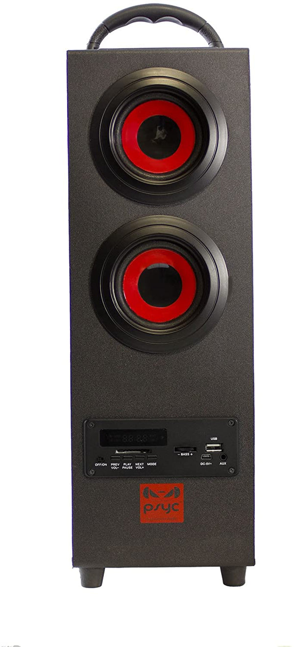 Sumvision Psyc Torre Premium [Bluetooth 5] Tower Wireless Speakers Stereo Subwoofer Enhanced Bass Remote Control FM Radio 50-Hour Playtime 240ft Range
