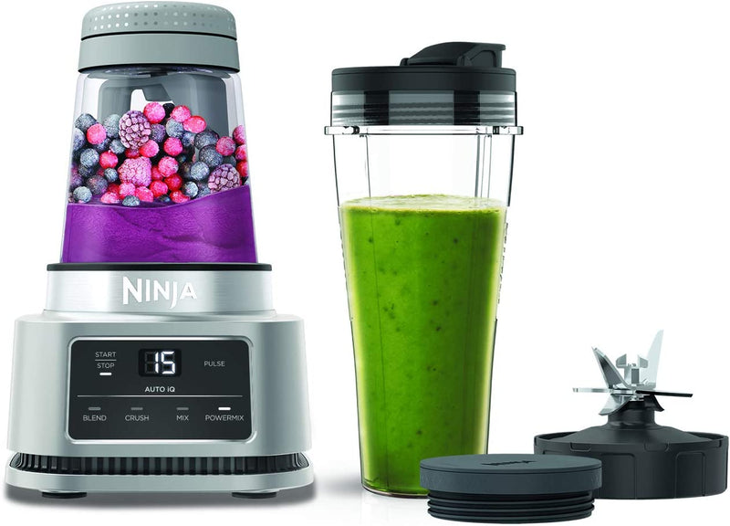 Ninja Foodi Power Nutri Blender [CB100UK] 2-in-1 Blender, Auto-iQ, Smart Motor, 700ml Cup & 400ml Bowl, 1100W silver