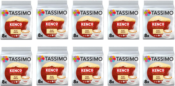 Tassimo Kenco Flat White Coffee Pods - 10 Packs (80 Drinks)