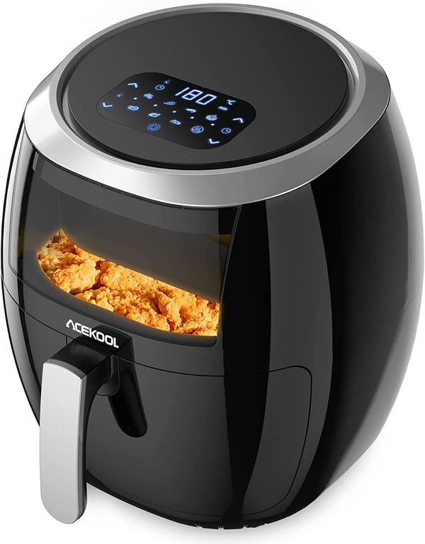 Acekool Air Fryer Oven Digital Large 8L Rapid Air Circulation Cooking with Viewable Window Dishwasher Safe BPA-Free 1800W,Timer & Temperature Control