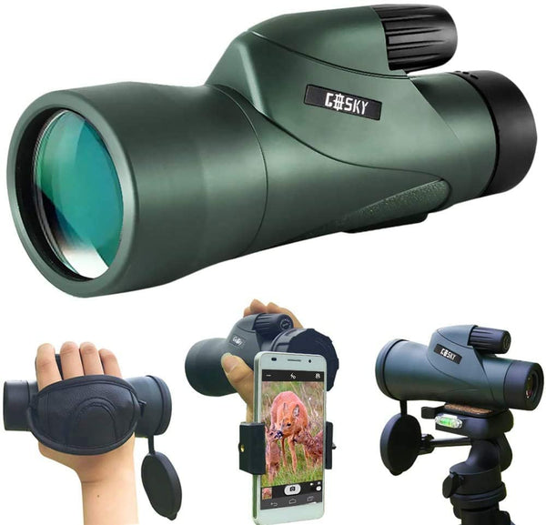 Gosky 12x55 High Definition Monocular and Quick Smartphone Holder - Newest Waterproof Telescope-BAK4 Prism for Bird Watching Camping Traveling