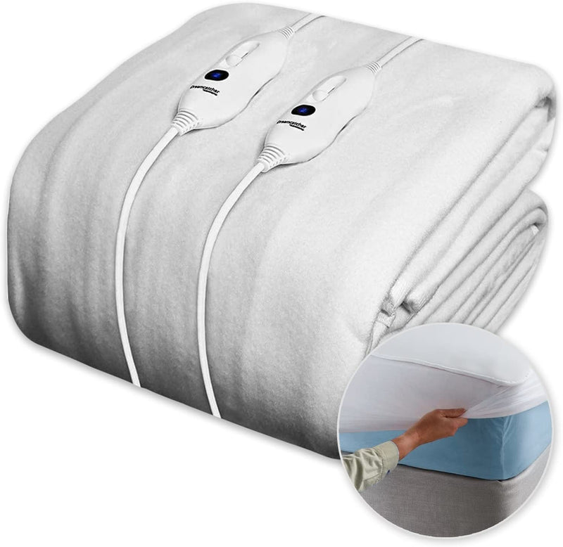Dreamcatcher Double Fitted Electric Blanket , Machine Washable Heated Blanket, Soft Underblanket with 3 Comfort settings, 2 x Controllers
