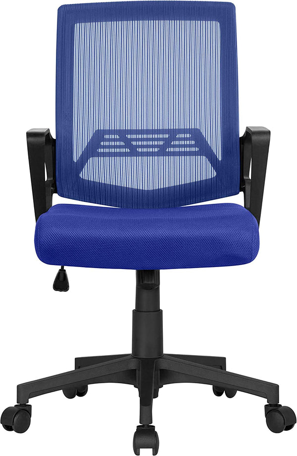 Yaheetech Adjustable Computer Chair Ergonomic Mesh Work Chair Reclining Mid-Back Study Chair with Comfy Lumbar Back Support for Home Office Blue