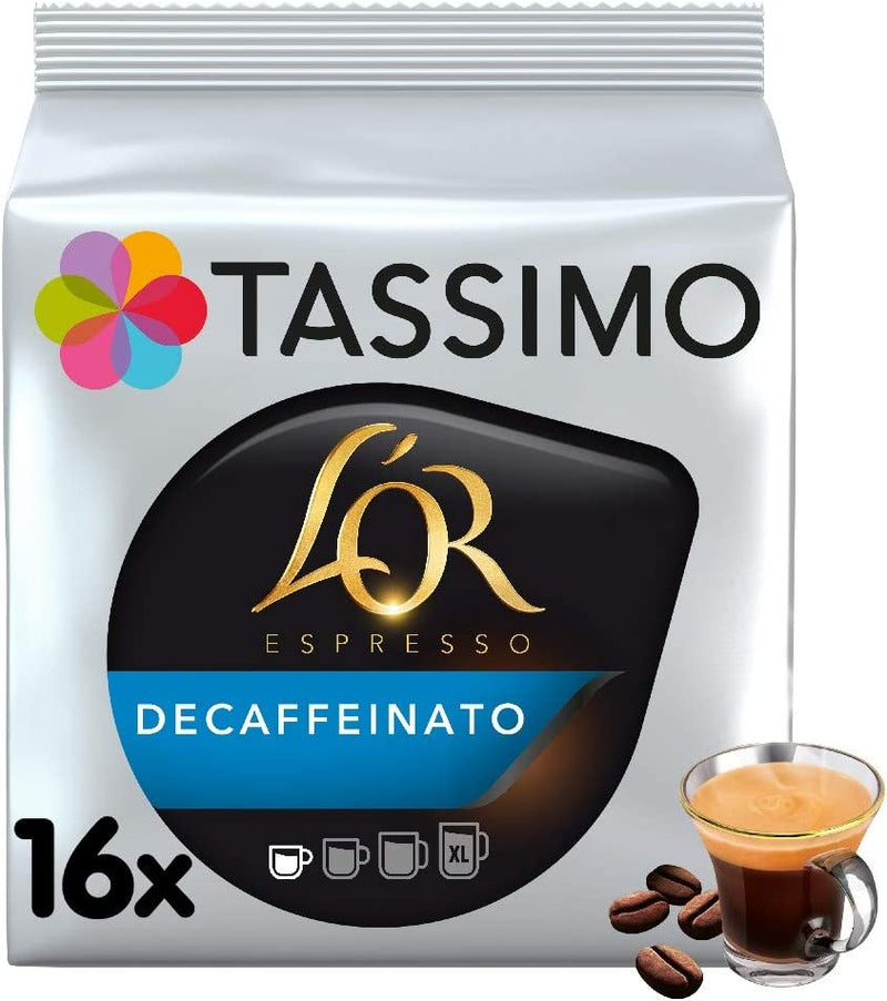 Tassimo L'OR Espresso Decaf Coffee Pods (Pack of 5, Total of 80 Coffee Capsules)