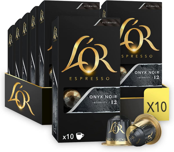 L'OR Espresso Onyx - Intensity 12 - Nespresso Compatible Coffee Capsules (Pack of 10, 100 Capsules in Total)