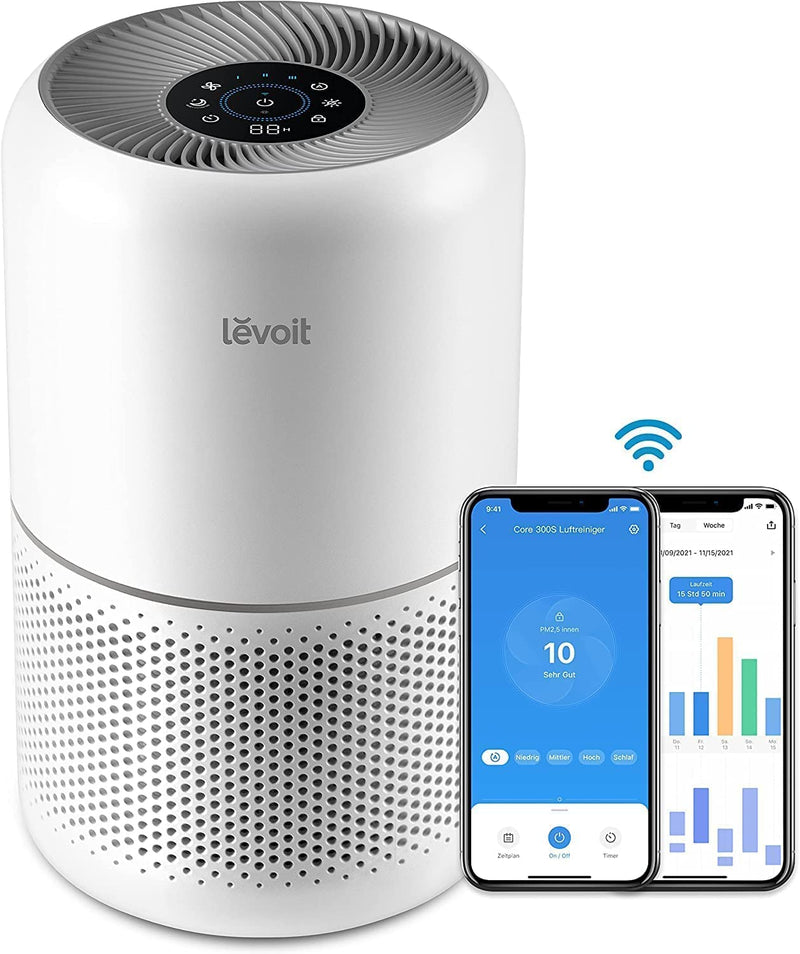 LEVOIT Smart Air Purifier for Home Bedroom, H13 HEPA Air Filter, Air Quality Sensor, Removes 99.97% Pollen Allergies Dust, Quiet Auto Mode, Core 300S