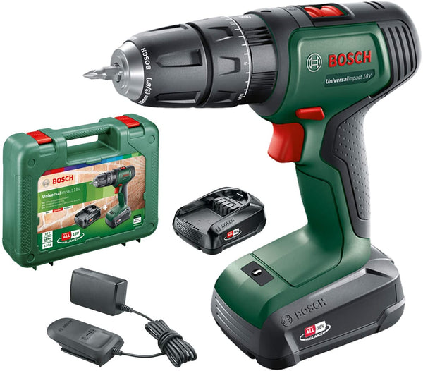 Bosch Home and Garden Cordless Combi Drill UniversalImpact 18 (2 batteries, 18 Volt System, in carrying case)