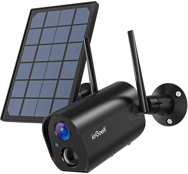 ieGeek Solar Security Camera Outdoor Wireless, Rechargeable Battery Powered CCTV Camera with Solar Panel, 1080P WiFi Camera Motion Detect Night Vision