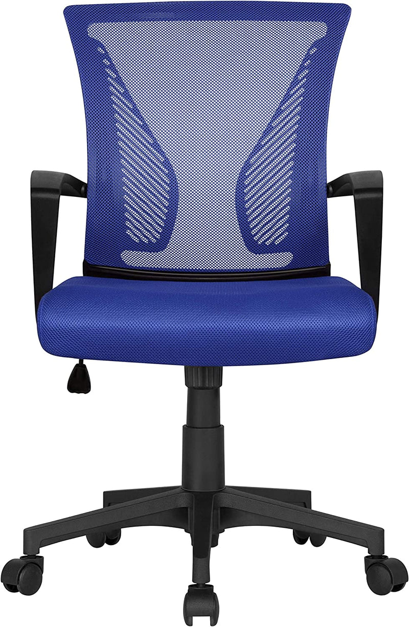 Yaheetech Adjustable Office Chair Ergonomic Executive Mesh Swivel Comfy Work Desk Computer Chair with Arms/Height Adjustable Blue