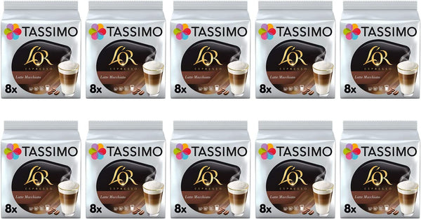 Tassimo L'OR Latte Macchiato Coffee Pods - 10 Packs (80 Drinks)