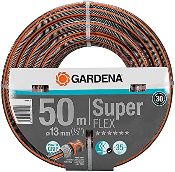 GARDENA Premium SuperFLEX Hose, 13 mm (1/2 Inch), 50 m, Garden hose with Power Grip Profile, 35 bar burst pressure, Flexible, UV Resistant (18096-20)