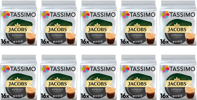 Tassimo Jacobs Espresso Classico Coffee Pods - 10 Packs (160 Drinks)