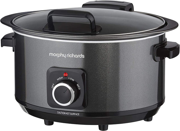 Morphy Richards 460020 Sear, Stew and Stir 3.5L Slow Cooker with Hinged Lid, 163 W, 3.5 liters, Black