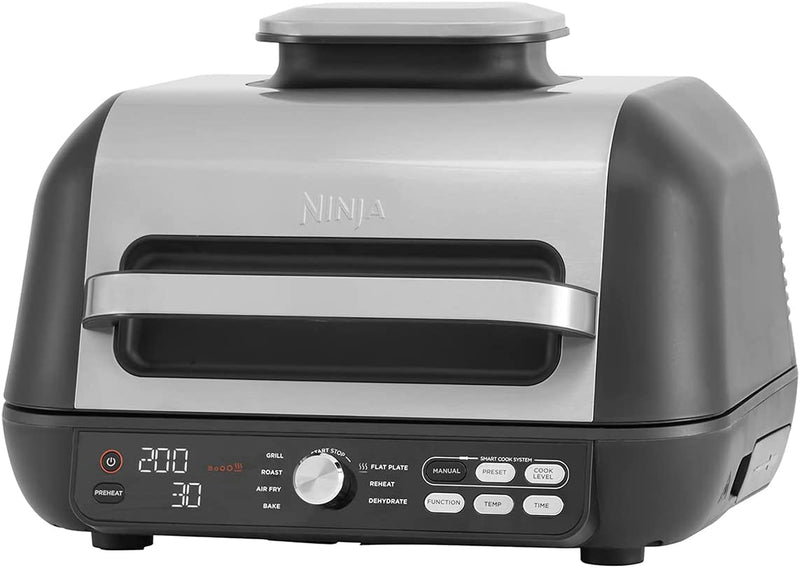 Ninja Foodi MAX PRO Health Grill, Flat Plate & Air Fryer [AG651UK] 7 Cooking Functions, 2 Grill Plates, 3.8L, Silver/Black