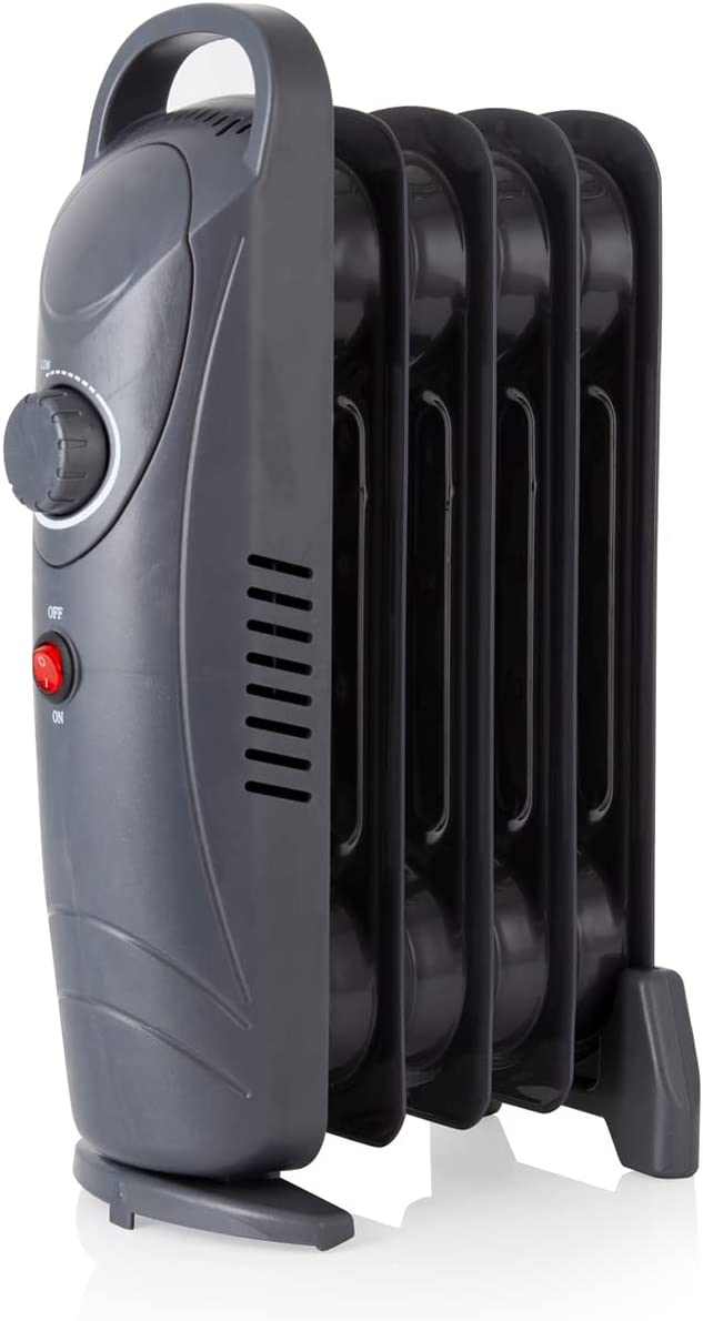 Warmlite WL43002YDT 650W 5 Fin Oil Filled Radiator with Adjustable Thermostat and Overheat Protection, Dark Titanium