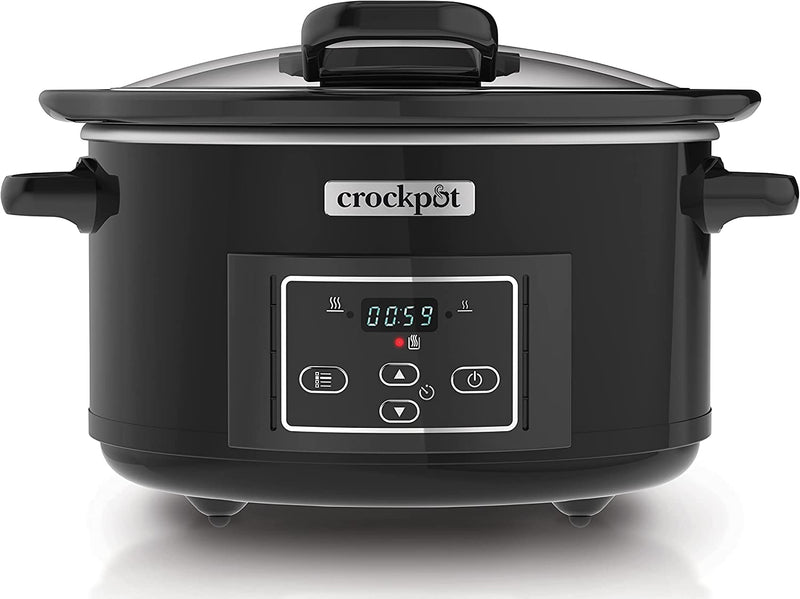 Crock-Pot Lift and Serve Digital Slow Cooker with Hinged Lid and Programmable Countdown Timer | 4.7 Litre (up to 5 People) [CSC052], Black