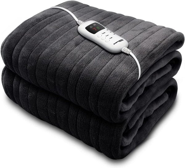 Dreamcatcher Luxurious Electric Throw Heated Throw Blanket, Large 160 x 120cm Soft Fleece, Large Overblanket with Timer 9 Control Heat Settings Black