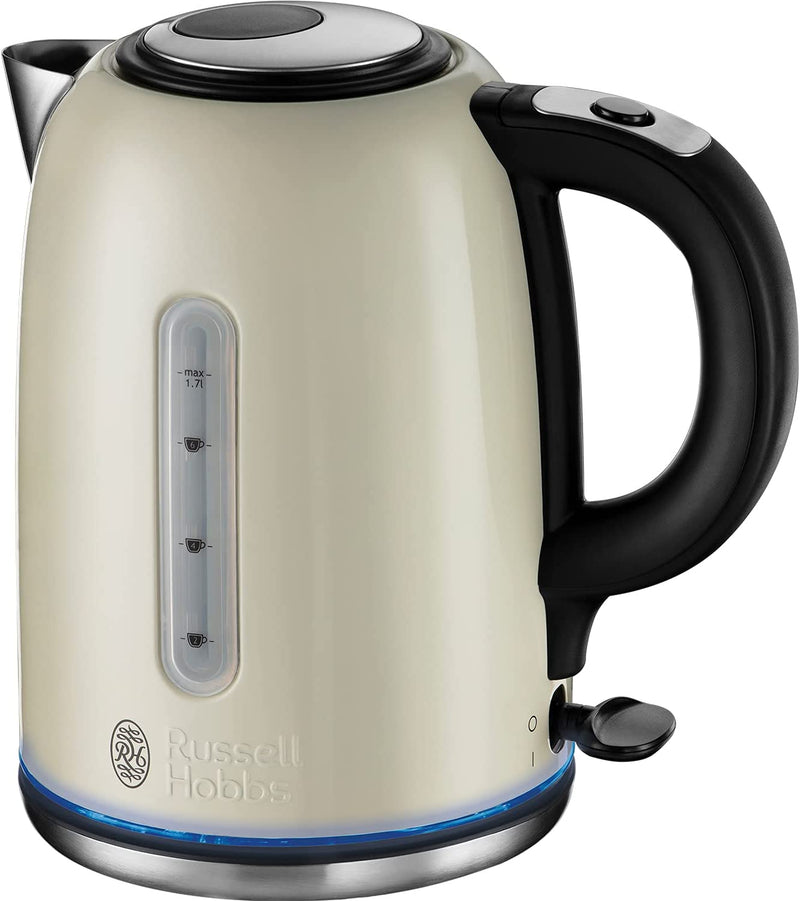 Russell Hobbs 20461 Quiet Boil Kettle, Cream, 3000W, 1.7 Litres [Energy Class A]