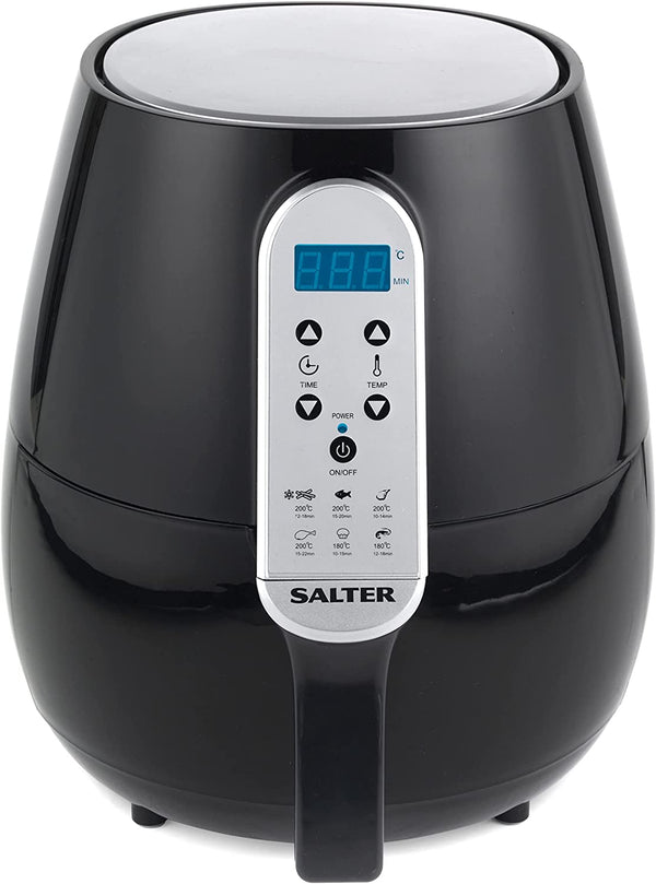 Salter EK2559AMZ XL Hot Air Fryer with Non-Stick Basket, Digital LED Display, Adjustable Temperature, 60 Minute Timer, Oil Free, 4.5 L, 1500 W, Black