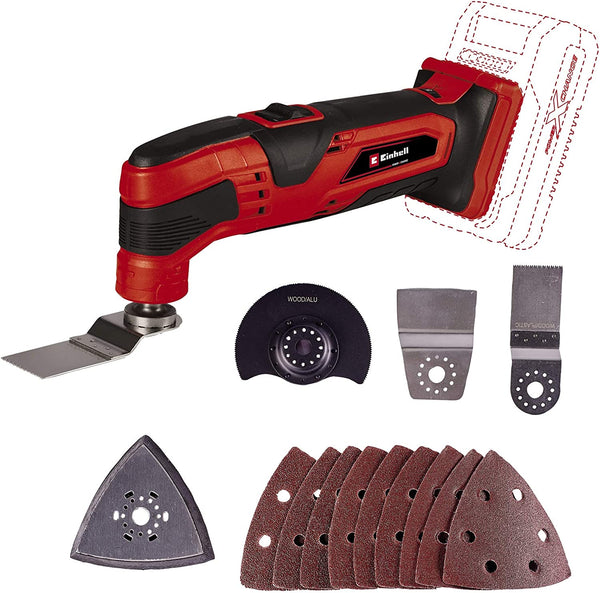 Einhell TC-MG 18 Li Power X-Change 18V Cordless Multi Tool | Oscillating Cutting And Sanding Tool For Wood, Plastic, Metal And Tile | With Accessories