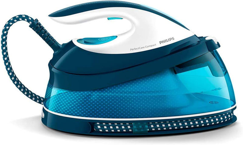 Philips PerfectCare Compact Steam Generator Iron with 400g steam boost, 2400 W, Blue & White - GC7840/26