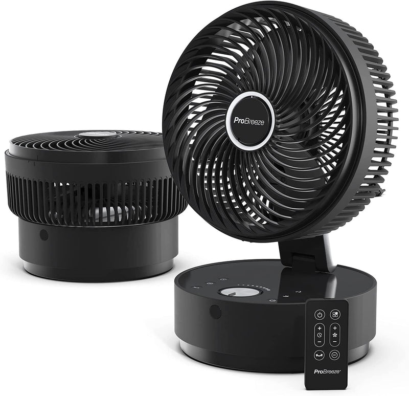 Pro Breeze Turbo Desk Fan - 8” Compact Air Circulator with Quiet DC Motor, 24 Speeds, 4 Operating Modes, 12 Hour Timer for Bedrooms and Office - Black