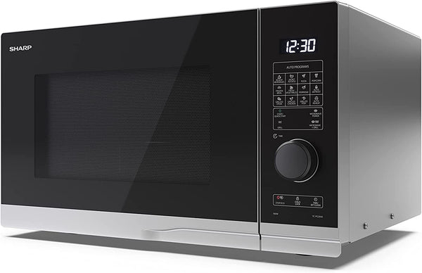 SHARP YC-PG234AU-S 23 Litre 900W Microwave Oven with 1000W Grill Cooker, 10 Power Levels, 12 Auto Cook Programmes, LED Cavity Light, Easy Clean