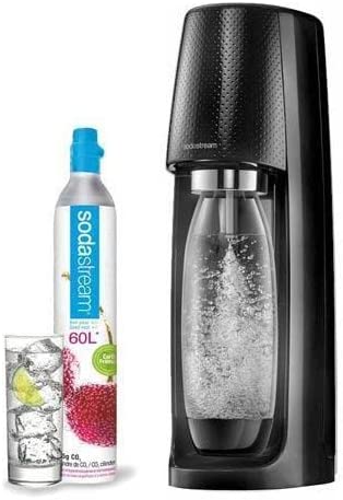 SodaStream Spirit Sparkling Water Maker Machine includes a 1 Litre Reusable BPA Free Water Bottle for Carbonating and 60 Litre CO2 Blue Gas Cylinder