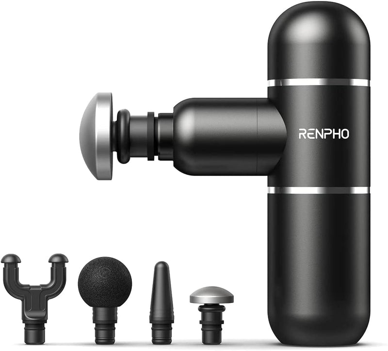 RENPHO Mini Massage Gun Deep Tissue Percussion Muscle Massager for Pain Relief, 35dB Super Quiet for Gym Office Home Post-Workout Recovery (Black)