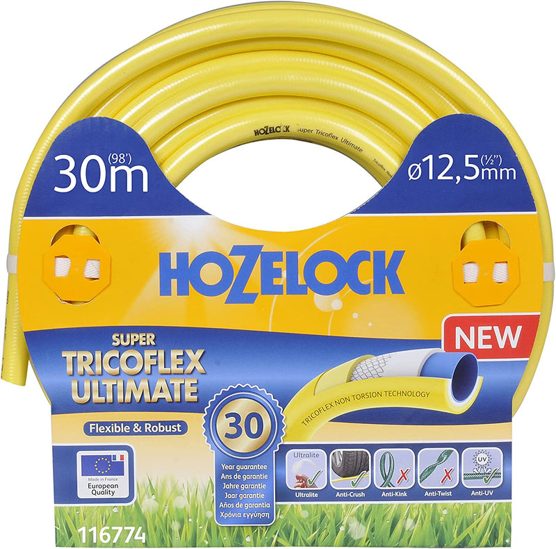 Hozelock Super Tricoflex Ultimate Hose, Yellow, 12.5 mm x 30 m