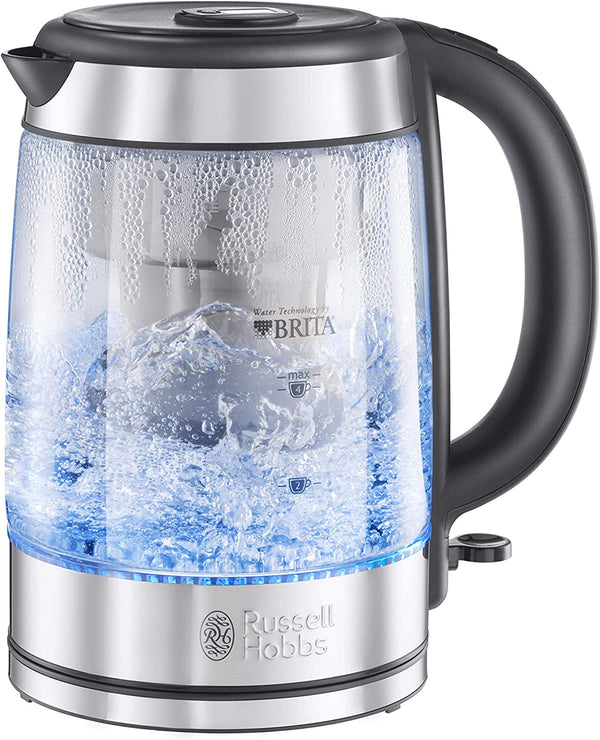 Russell Hobbs 20760-10 Brita Purity Glass Kettle, Filter Kettle with Brita Maxtra+ Cartridge Included, 3000 W, 1.5 Litre