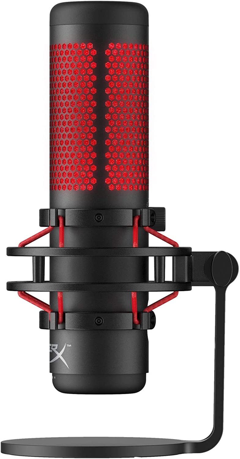 HyperX HX-MICQC-BK QuadCast – Standalone Microphone for streamers, content creators and gamers PC, PS4, and Mac, Black