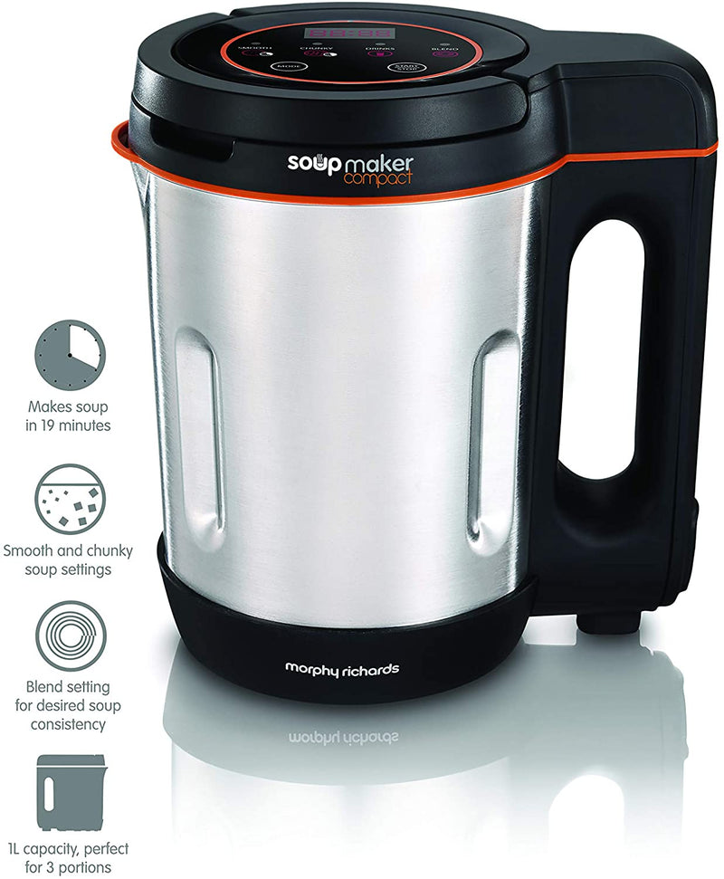 Morphy Richards Compact Soup Maker 501021 Stainless Steel 1 Litre, 900 W