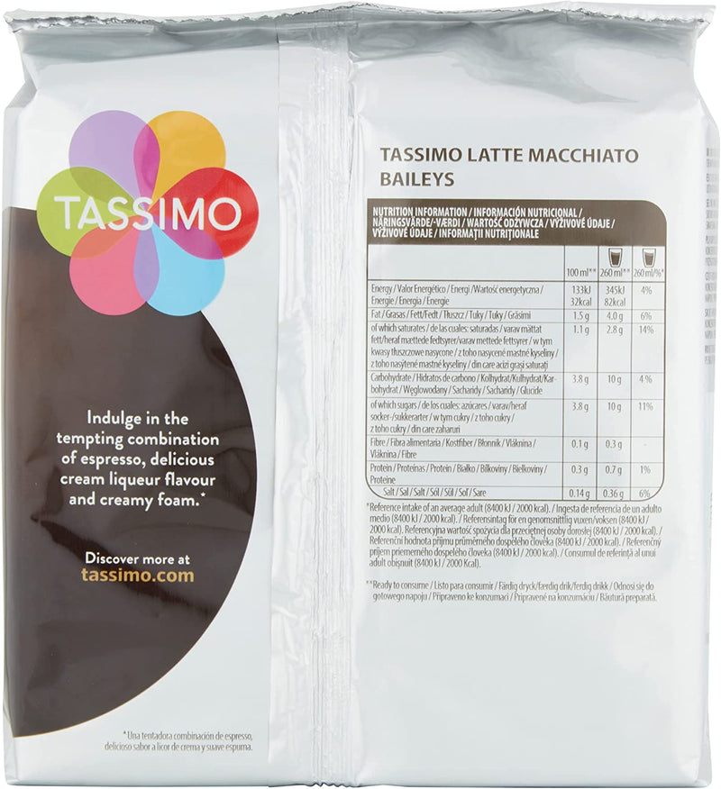 Tassimo Baileys Latte Macchiato Coffee Pods (Pack of 5, Total 40 Coffee Capsules)