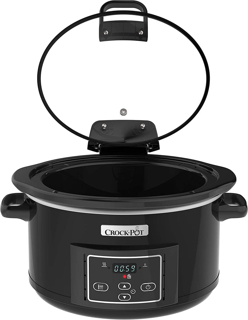 Crock-Pot Lift and Serve Digital Slow Cooker with Hinged Lid and Programmable Countdown Timer | 4.7 Litre (up to 5 People) [CSC052], Black