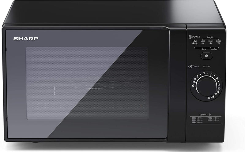 SHARP YC-GG02U-B 700W Electronic Control Microwave with 20 L Capacity, 1000W Grill & Defrost Function - Black