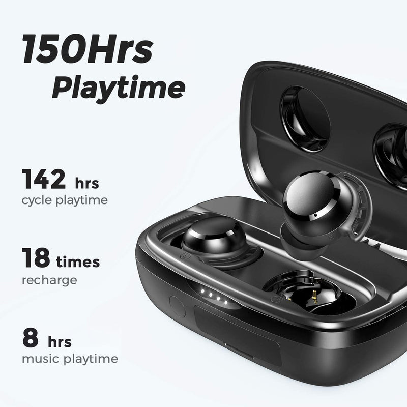 Tribit FlyBuds 3 Bluetooth Earphones, 100H Playtime, IPX8 Waterproof, True Wireless Earbuds with Mic, Touch Control, in-Ear, Deep Bass - Black