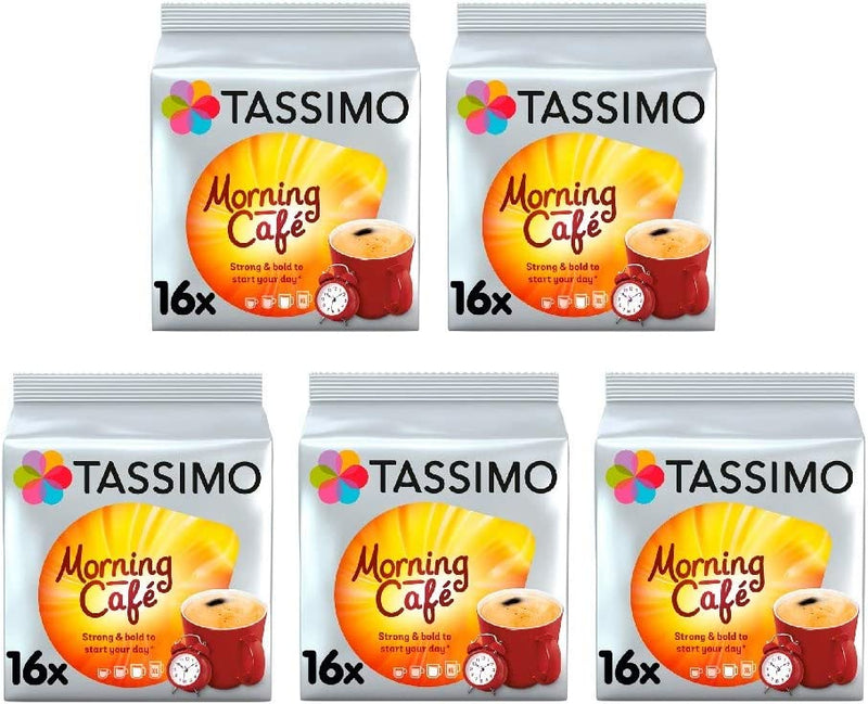 Tassimo Morning Cafe Coffee Pods (Pack of 5, Total 80 Coffee Capsules)