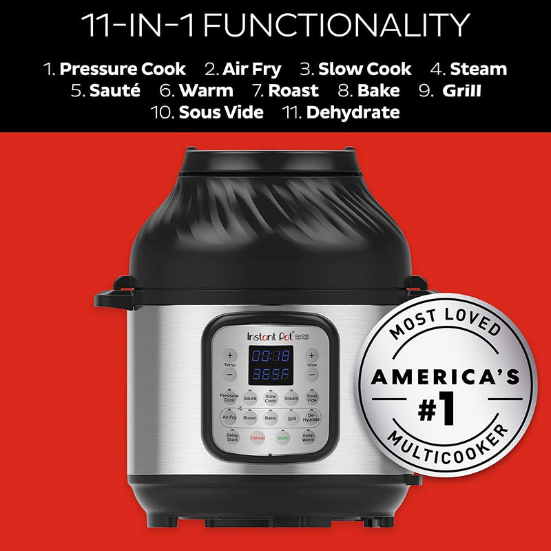 Instant Pot Duo Crisp + Air Fryer 11-in-1 Electric Multi-Cooker, 5.7L, Slow Cooker, Steamer, Sous Vide, Dehydrator with Grill, Food Warmer & Baking