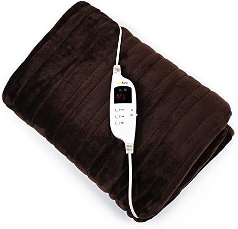 Cosi Home Heated Throw - Electric Blanket - Extra Large Heated Blanket, Machine Washable Fleece with Digital Remote, Timer and 9 Heat Settings (Brown)