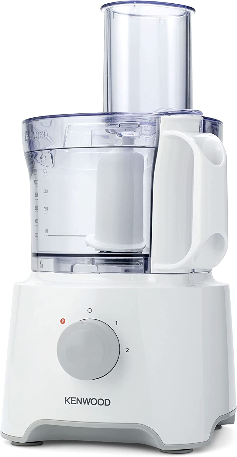 Kenwood Food Processor, 2.1L Bowl, 1.2 L Blender, Emulsifying, Knife Blade, Reversible Slicing and Grating Discs, 800 W, FDP301WH [Energy Class A]