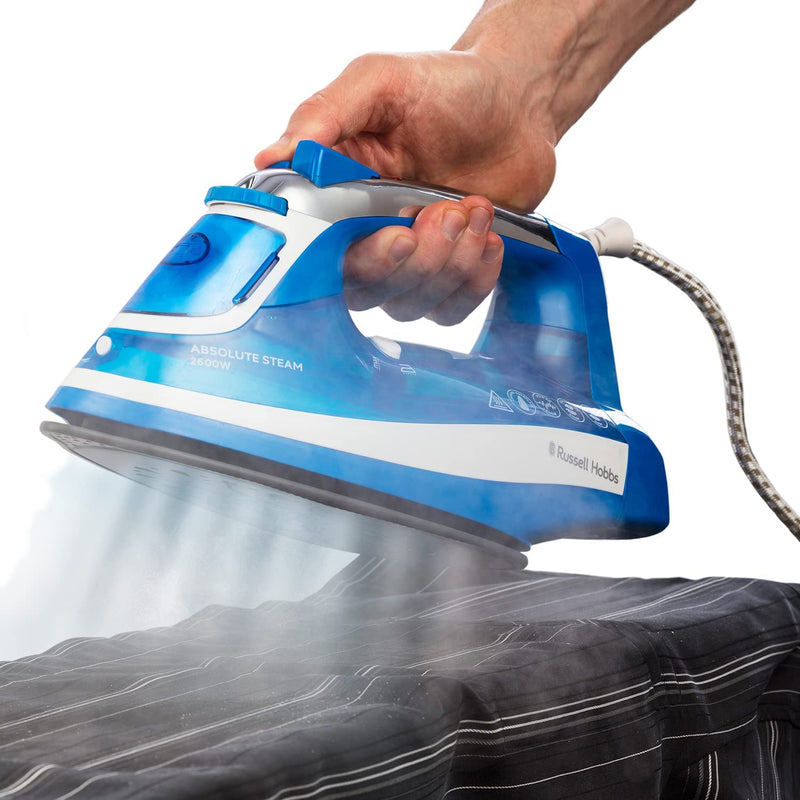 Russell Hobbs 25900 Absolute Steam Iron with Anti-Calc and Self Clean Functions, 2600 W, Blue/White